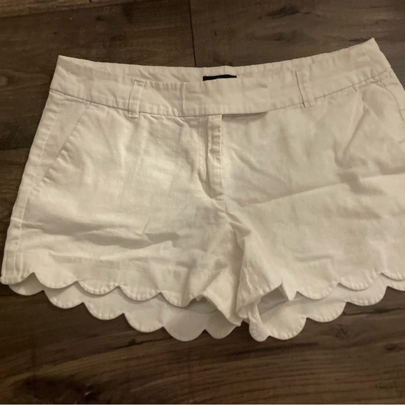 J. Crew White High Waist Scalloped Shorts - Picture 2 of 6
